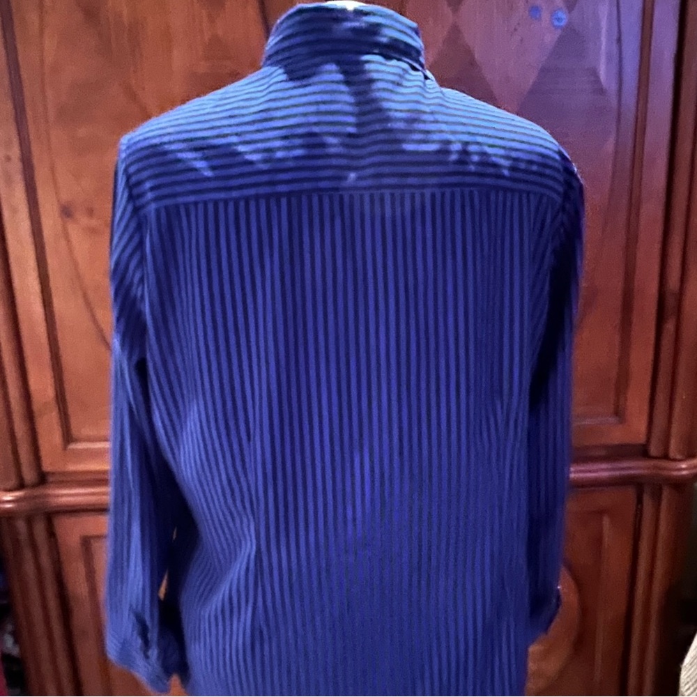 Royal Blue/Black Striped Blouse - Picture 2 of 3